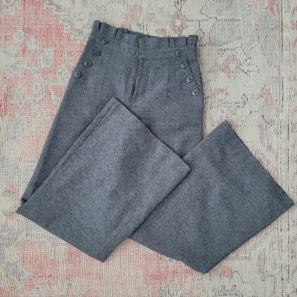 Daughters of the liberation Grey wool high waisted wide leg paperbag pants xs